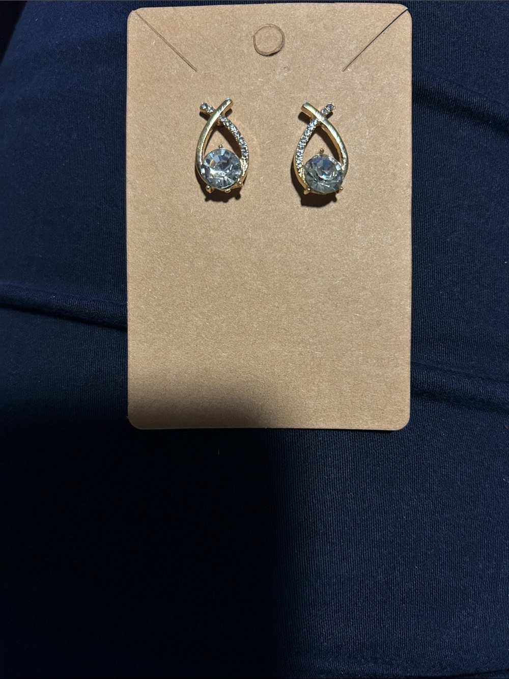 Gold Teardrop Crystal Stud Earrings - Women Jewelry